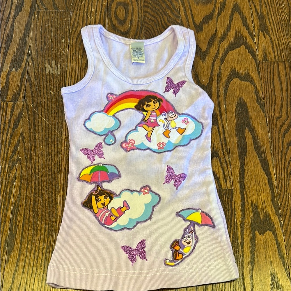 Kids Purple Tank Top with Dora the Explorer Patches
